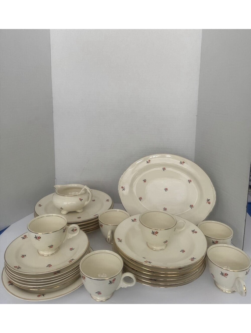 Vintage Homer Laughlin “Cardinal” Pattern Dinnerware Set | Cottage-core 26 Pcs